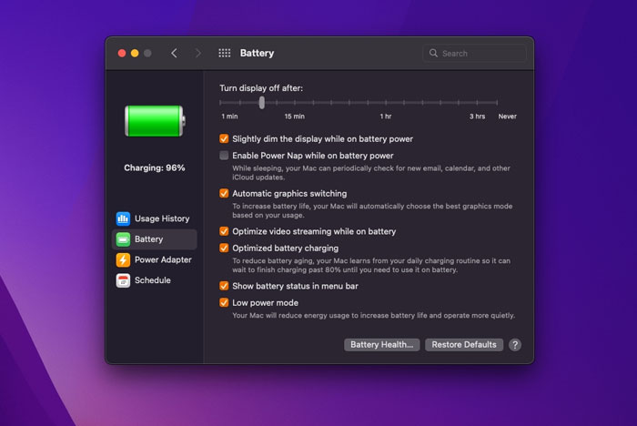 افزایش عمر باتری لپ تاپ مکبوک